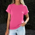 thumbnail image 4 of T Shirts Womens Crew Neck Rolled Short Sleeve Basic Summer Tops 2026 Casual Tees Hot Pink XL, 4 of 6
