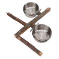 thumbnail image 1 of Percha De Madera Para Pájaros Con Tazas De Alimentación Para Pájaros, Alimentación De Loros Y Pájaros, Tazas Dobles, Cuencos De Agua Para Alimentos De Acero Inoxidable, 1 of 7
