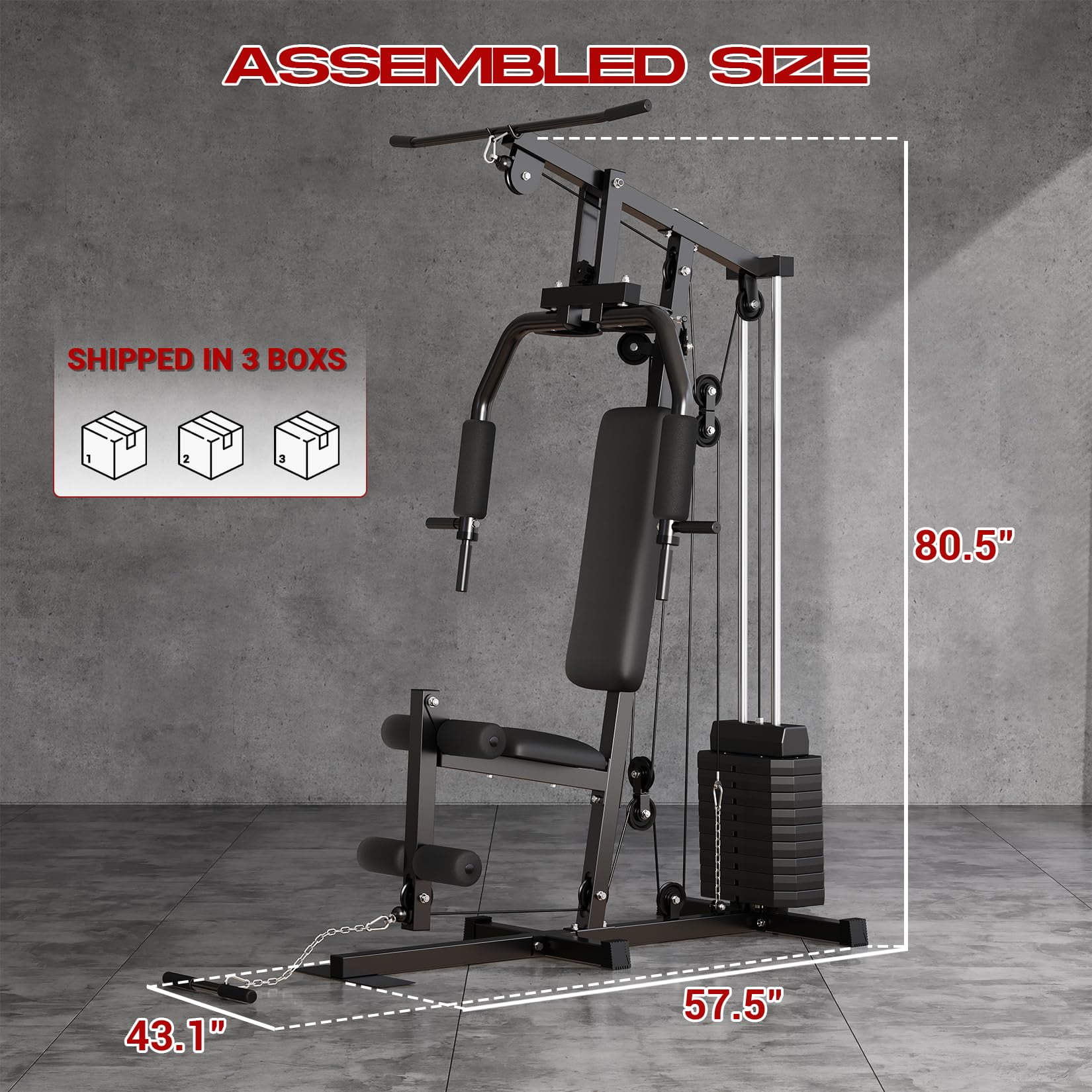 TROPOW Gym Machine System, Multifunctional Weight Machine, Full Body Workout Station Exercise Equipment with 100LBS Weight Stack, All in One Home Gym with Pulley System for Strength Training
