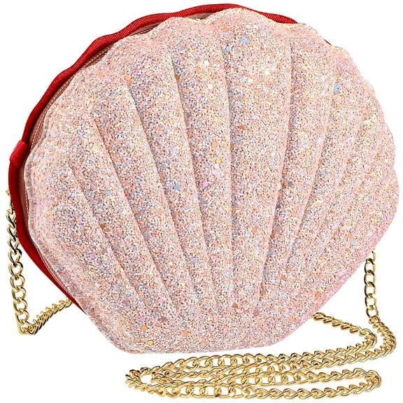 AURARMLET 1Pack Sparkling Seashell Messenger Bag with Chain Handbag for Women to Use as Wallet Pouch