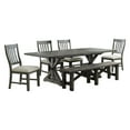 thumbnail image 7 of Trestle 6PC 96" Rectangle Extendable Dining Table Set with Bench in Gray Wood, 7 of 7