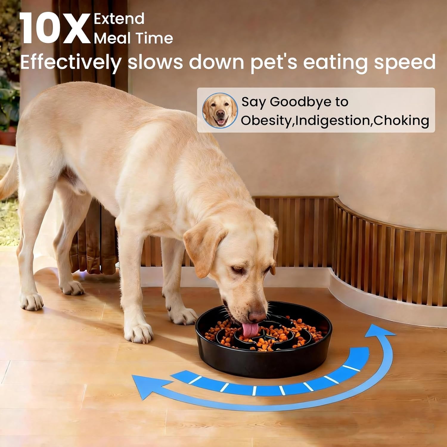 Ceramic Slow Feeder Dog Bowls,2.0 Cups Slow Feeder for Medium Breed,Puzzle Dog Food Bowl to Slow Down Eating, Anti-Gulping, Stop Bloat,Preventing Choking,8in,Black