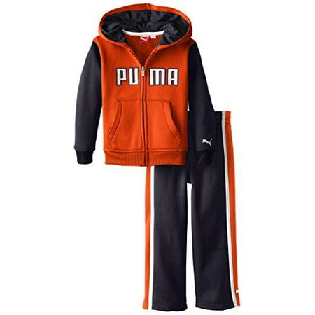PUMA Little Boy's Kids Logo 2-Piece Zip Up Hoodie Sweatpants Outfit Set ...