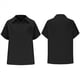 thumbnail image 3 of Camisa Estilo Boyfriend A Rayas Fruncidas para Mujer, Blusa Informal con Cuello Corto, Mangas , Botones y Bolsillo, Color Negro, Talla S, 3 of 7