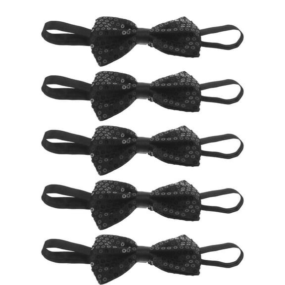 Worgeous Elegant Sequin Bow Tie for Graduation Photos Black Adjustable Length 5 Pieces