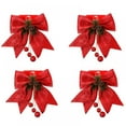 thumbnail image 1 of 4 Pack Noeud Décoratif Arbre de Noël Paillettes Noeuds d'Arc Ornement avec des Arcs Rouges de Pomme de Pin pour Couronne Guirlande Treetopper Fête de Noël (Rouge), 1 of 8