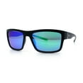 thumbnail image 4 of Polarized Mens Rectangle Plastic Sport Horn Rim Sunglasses Matte Black - Teal Mirror, 4 of 8