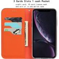 thumbnail image 3 of iPhone XR Genuine Cowhide Leather Wallet Case,Headset Winder,Flip Folio Magnetic Closure,Card Holder Slots,Kickstand,Cash Pockets Wrist Strap Cover Case for iPhone XR,6.1",Dark Blue, 3 of 17