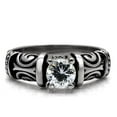 thumbnail image 3 of Womens Silver Rings High polished (no plating) Stainless Steel Ring with AAA Grade CZ in Clear TK082, 3 of 5