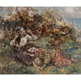thumbnail image 2 of Edward Atkinson Hornel 23x20 Gold Ornate Framed and Double Matted Museum Art Print Titled - Girls Picking Wild Flowers (1918), 2 of 4