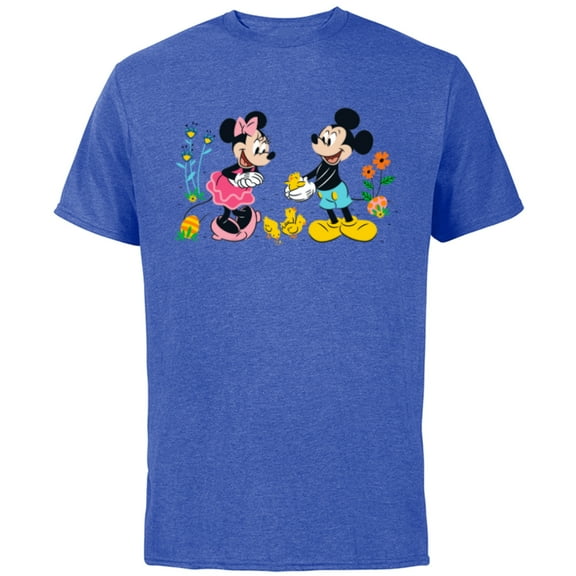 Disney Mickey and Minnie Mouse Springtime Easter - Short Sleeve Cotton T-Shirt for Adults - Customized-Royal Heather