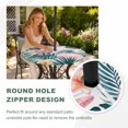 thumbnail image 4 of Round Outdoor Tablecloth with Umbrella Hole and Zipper, Summer Coastal Tablecloth with Elastic Waterproof, Palm Leaves Botanical Beach Starfish Shell Patio Table Covers for 31" - 35" Pool Tables, 4 of 9