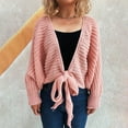 thumbnail image 3 of Uootdi Women's Tie Front Knit Cardigan Open Front Long Sleeve Crochet Sweater Casual Fall Outerwear Pink Women Top, 3 of 4