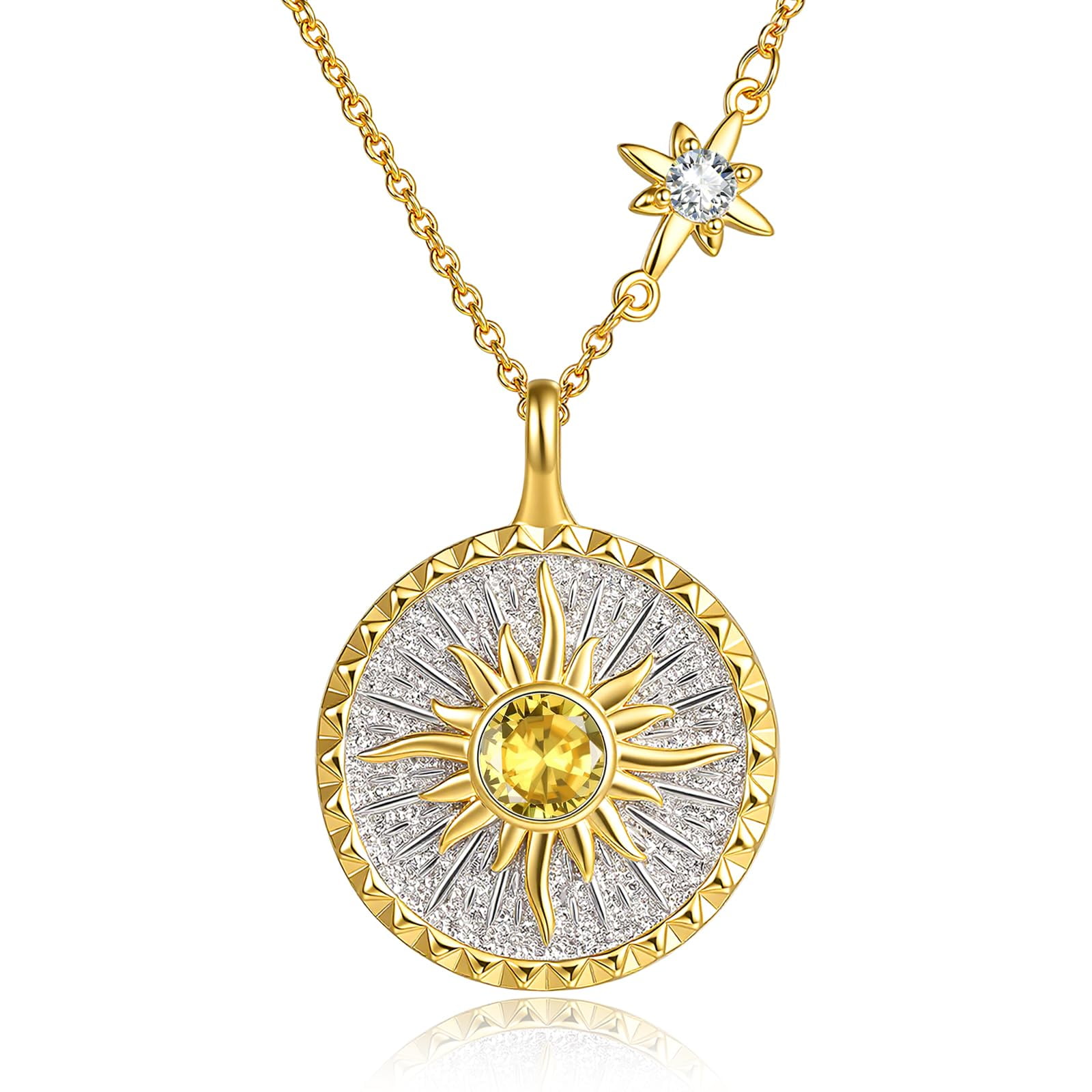 Sun Pendant Necklace for Women Coin Jewelry Positive Gifts