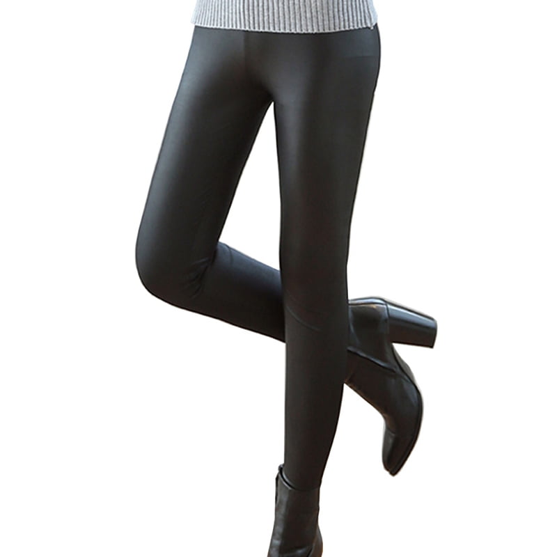 shiny black leather trousers