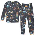 thumbnail image 2 of Dailycode Cotton Pajama Set Snug Fit Long Sleeve Top and Pants for 18M-8Y Ufo Spaceships Star, 2 of 7