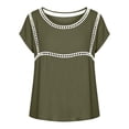 thumbnail image 6 of Ashirexll Womens Casual Tops Linen Top Solid Color Short Sleeve Fashion Tops Lace Trimmed Shirt for Spring Summer, 6 of 7