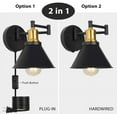 thumbnail image 3 of Set of 2 Black-Gold Swing Arm Wall Light for Bedroom, Bedside Reading Light by Oumilen(Bulb Not Included), 3 of 6
