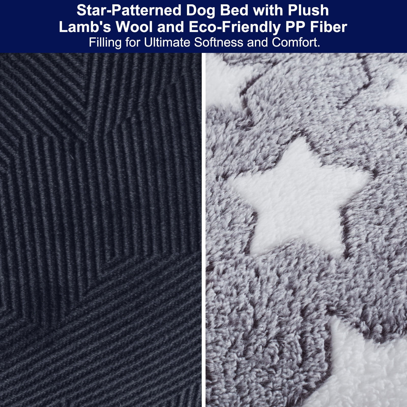 Washable Dog Beds for Small to Medium Dogs, Rectangle Pet Beds with Anti Slip Bottom, Cat Beds for Indoor Cats, Gray, 25"×21"×8"