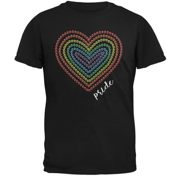 Old Glory Mens Pride Love Rainbow Gemstone Heart Short Sleeve Graphic T Shirt