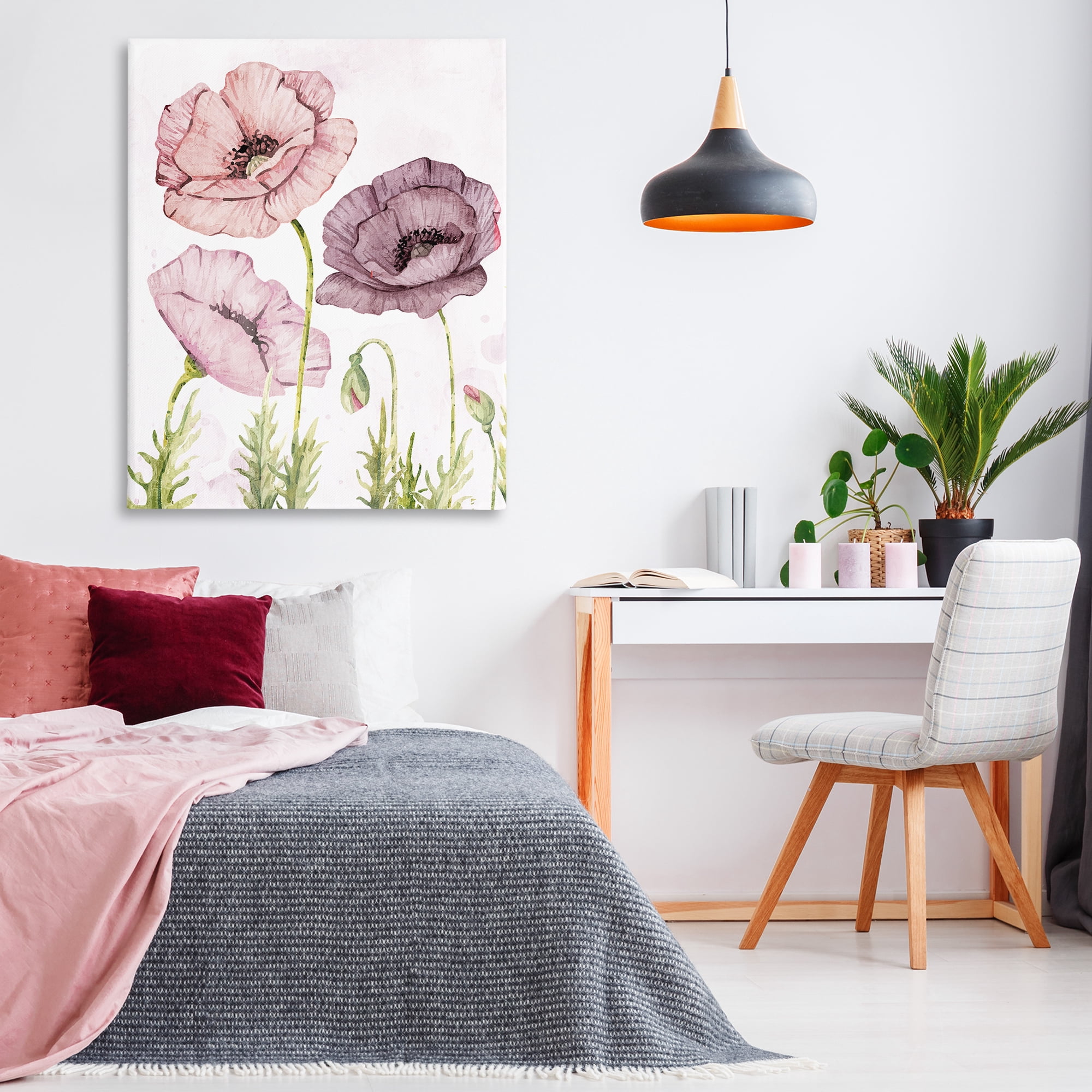 Stupell Industries Poppies Trio in Garden Plants & Flowers Painting Wrapped Canvas Art Print Wall Art, 36 x 48
