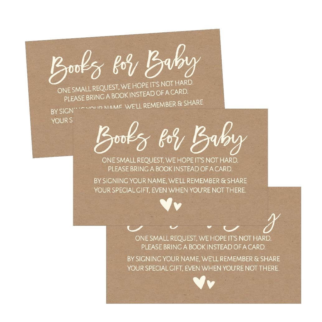 25 rustic books for baby request insert card for girl or boy kraft baby  shower invitations or invites cute bring a book instead of a card theme for