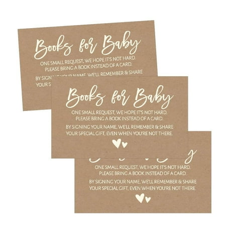 25 Rustic Books For Baby Request Insert Card For Girl or Boy Kraft Baby Shower Invitations or invites Cute Bring A Book Instead of A Card Theme For Gender Reveal Party Story Games, Business Card