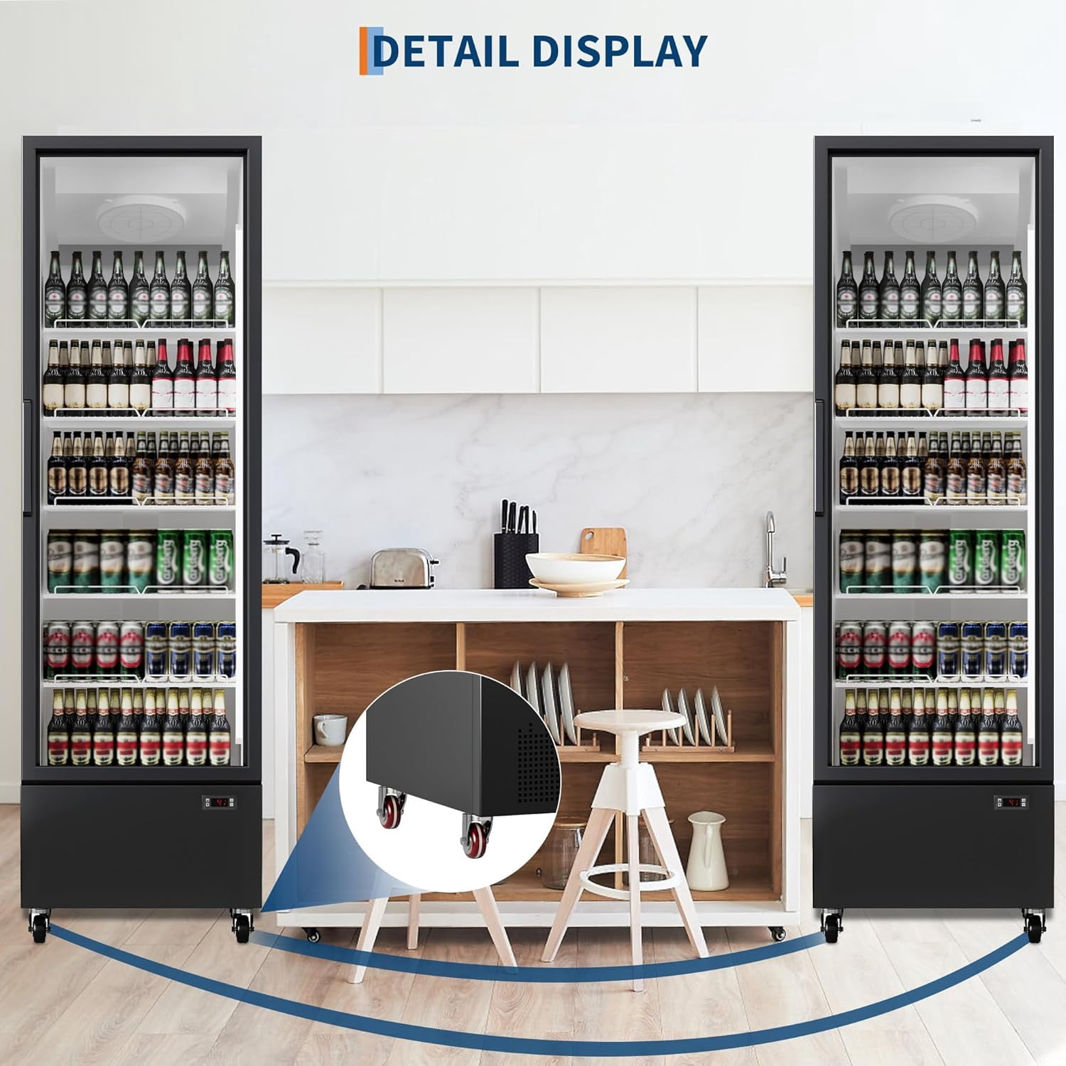 IdealHouse Commercial Refrigerator, 17.7Cu.Ft, Commercial Merchandiser Refrigerators with Glass Door and Led Light, Display Refrigerator Upright Fridge with 5 Adjustable Shelves, Single Door