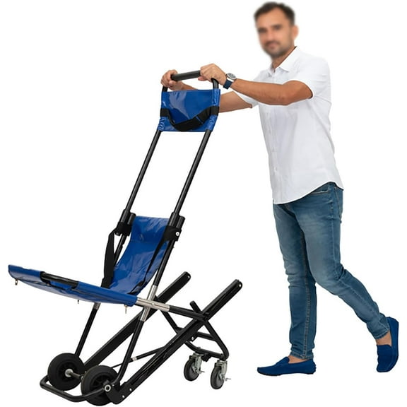 CNV Manual Lift Stair Chair, Folding Corridor Evacuation Chair Aluminum Alloy Stair Climbing Wheelchair 350.53 lbs Capacity to Assist High-Rise EMS Transfer