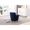 thumbnail image 4 of Navy Velvet Swivel Chair. Home Living. 360° Rotation. Deep Inviting Seat. Ergonomic Armrest. Stable. W28.3"×d29.3"×h32.7 360-degree Rotation Chair, Navy, Design For Comfort, 4 of 6
