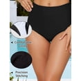 thumbnail image 5 of FEOYA Bikini Bottoms for Women Tummy Control Ladies High Waisted Swim Shorts Full Coverage Bathing Suit with Pockets Summer Swimwear for Gym Swimming Active Yoya L Black, 5 of 7