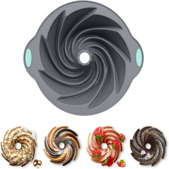 SDOTXA Moule à Gâteau Fantaisie en Silicone de 10 Pouces Moules à Bunte Cake Moule à Fourneau à Gâteau Moule à Gâteau Cannelé Antiadhésif avec Cadre en Acier de Qualité Lourde et Poignées pour Cuire Gâteau Bunte Cake Anniversaire