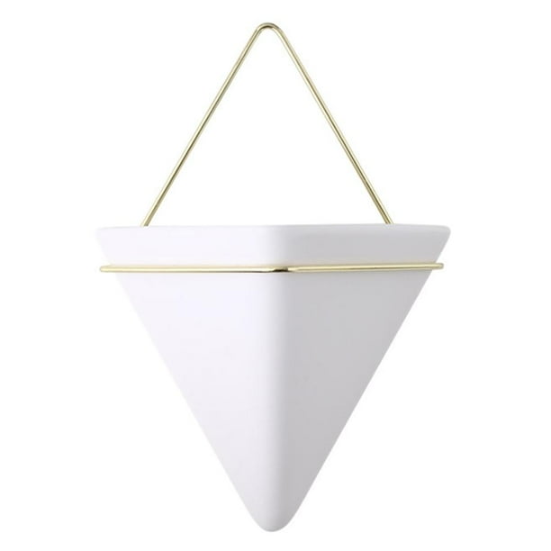 Maceta De Pared De Cerámica Nórdica Triangular Mini Maceta Suculenta Maceta Colgante Decoración De Pared Moderna 2 Uds seitruly HA044448-02