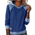 thumbnail image 3 of AnuYalue Denim Long Sleeve Sweatshirt Long Sleeve Hooded Pullover Top Casual Patchwork Soft Lightweight Hoodie Shirt, 3 of 6