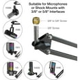 thumbnail image 3 of FIFINE Sturdy Boom Arm Stand for Microphone and Light, Adjustable Suspension Mic Boom Arm with 3/8" to 5/8" Adapter, Heavy Desk Clamp Mount for 2in Table, 3 of 8