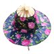 thumbnail image 1 of Sombrero para el sol 2 en 1 plegable con abanico de mano para mujer Sombrero de playa con estampado floral para viajar a la playa, 1 of 8