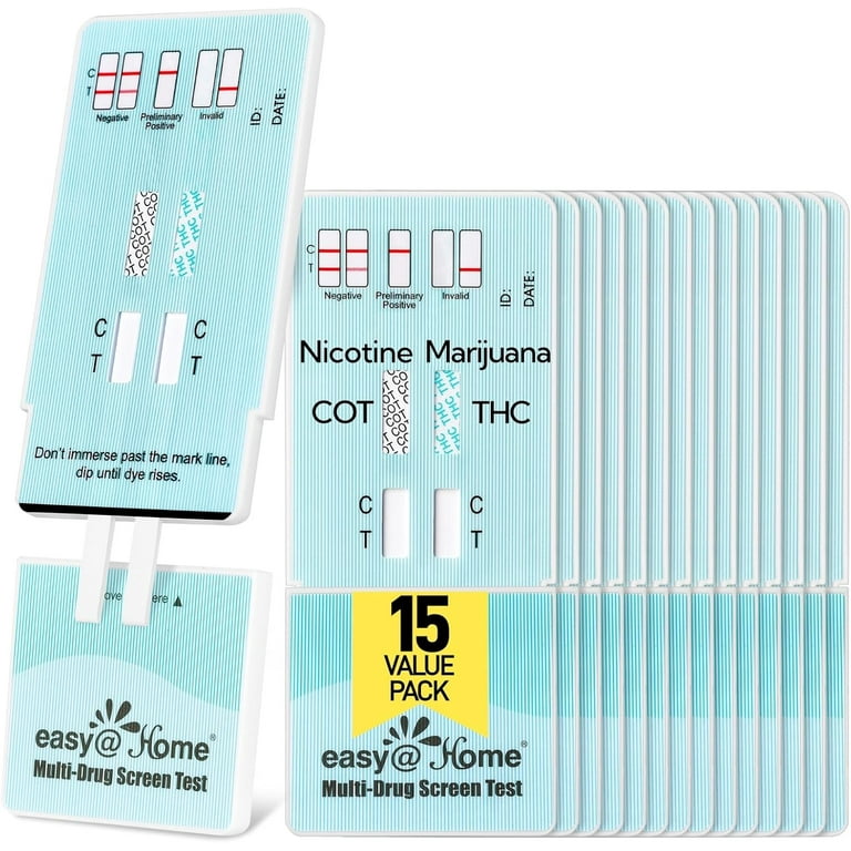 Easy Home 2 Panel Urine Drug Test for THC Nicotine 15 Piece Kit Quick  Results - Walmart.com