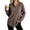 Coffee, variant on Check Print Knit Button-Front Shirt Casual Loose Sizing Long Sleeve Blouse Breathable Stretch Tunic for Fall Layering Versatile Daily Wear Top