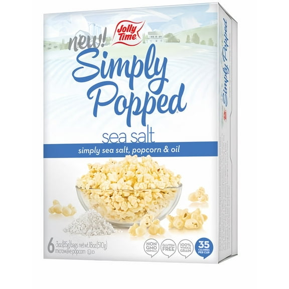 Jolly Time Simply Popped Sea Salt Microwave Popcorn (Pack of 6)