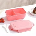 thumbnail image 4 of BingTong Leakproof Stackable Silicone Bento Lunch Box For Adults - 2 Compartment BPA-Free, Microwave & Dishwasher Safe | Reusable Eco-Friendly Food Container For Travel, Outdoors Pink 2 Grid, 4 of 7