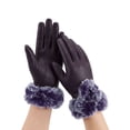 thumbnail image 2 of Deago Winter PU Leather Gloves for Women, Wool Fleece Lined Warm Gloves, Touchscreen Texting Thick Thermal Snow Driving Gloves (Purple), 2 of 8