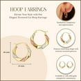 thumbnail image 3 of 14K Tri Color Gold Textured Hoop Earrings, 3 of 3