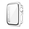 thumbnail image 1 of Glass+Cover for Apple Watch Case 45mm 41mm iWatch Case Bumper+Screen Protector Apple Watch Series 7 -white silver, 1 of 6