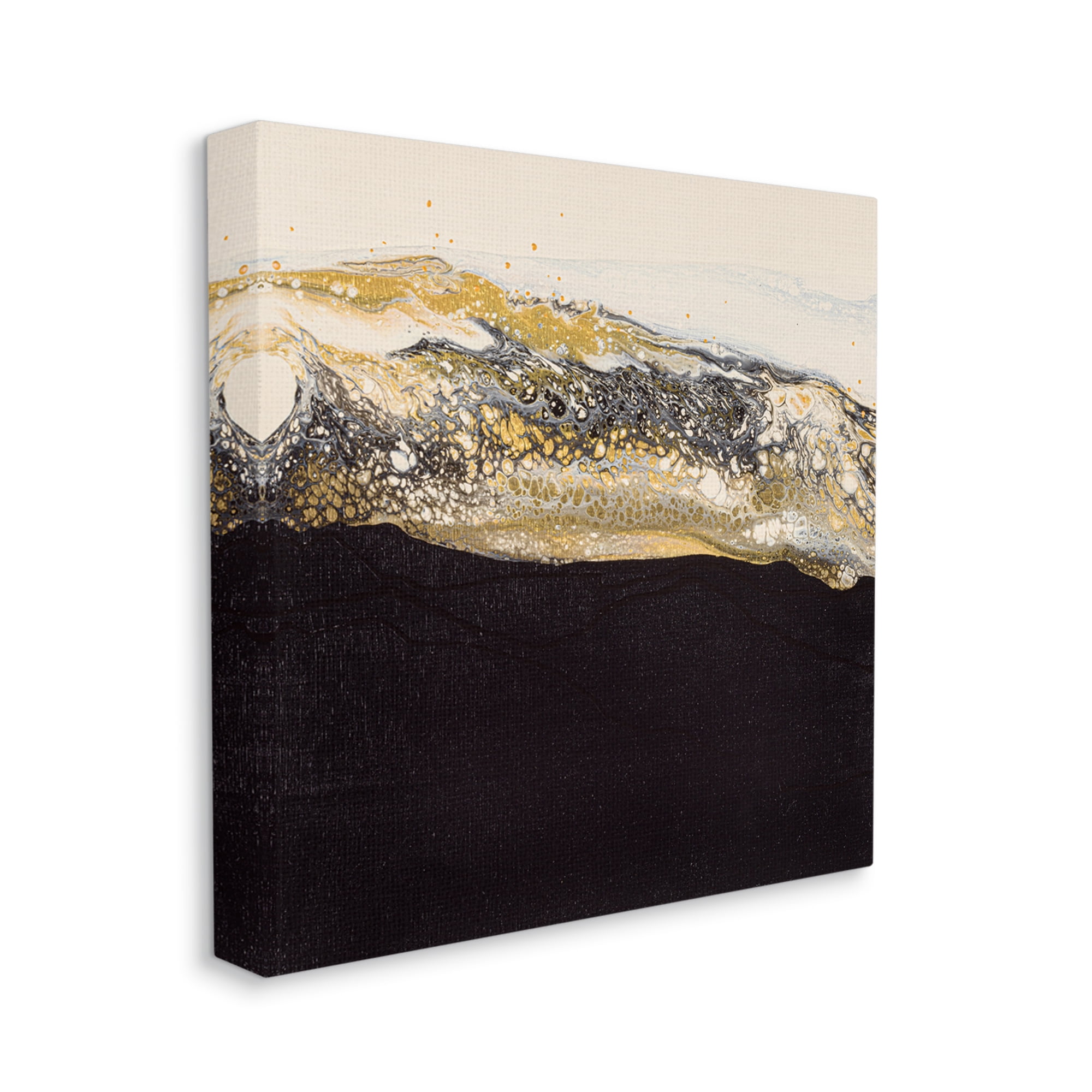 Stupell Industries Abstract Black & Glam Ripples Abstract Painting Gallery Wrapped Canvas Print Wall Art, 24 x 24