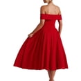thumbnail image 3 of Women'S Off the Shoulder Cocktail Maxi Dress Sleeveless Casual A Line Elegant Flowy Formal Dresses Red M, 3 of 9
