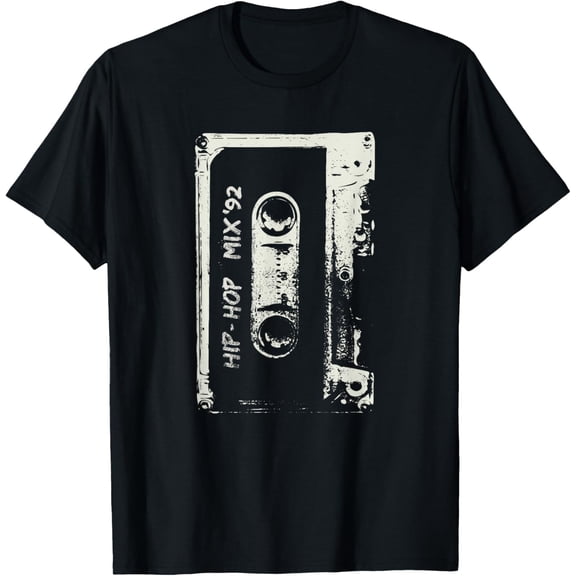 Hip Hop Rap Mixtape Cassette DJ Retro 90s T-Shirt men and women can wear, black, white, gifts
