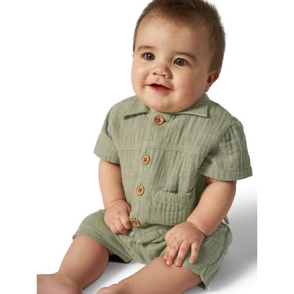 Modern Moments by Gerber Baby Boy Cotton Short Sleeve Shirt and Short Set, 2-Piece, Sizes 0/3 Months - 24 Months