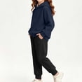 thumbnail image 3 of Girls Sweatsuits 2 Piece Fall Winter Cotton Fleece Warm Outfits 1-15Y Pullover Hoodie and Jogger Pants Set (5-6 Years, Navy&Black), 3 of 7