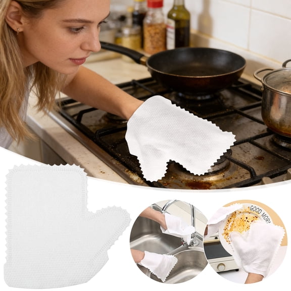 Reusable Cleaning Gloves Electrostatic Dusting Mitts Washable Household Wipes for Furniture Blinds Electronics Pet Hair Lint Free Disposable Duster Microfiber Non-Woven Lazy Hands-Free Cleaning