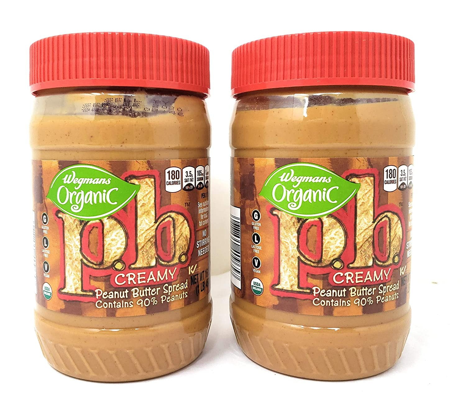 Wegmans Organic Creamy Peanut Butter Spread 2 Pack, Total of 32fl.oz